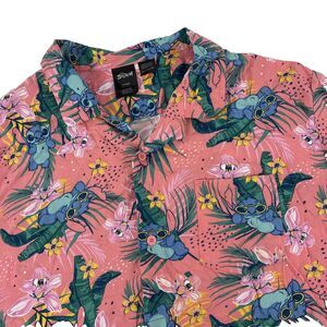 Mens Disney Stitch Short Sleeve Hawaiian Camp Shirt Size 3XL 100% Rayon AOP